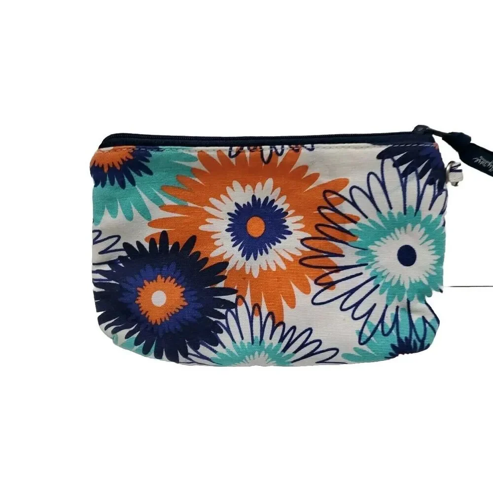 THIRTY-ONE Floral Canvas Zipper Pouch Makeup Travel Pencil Bag
